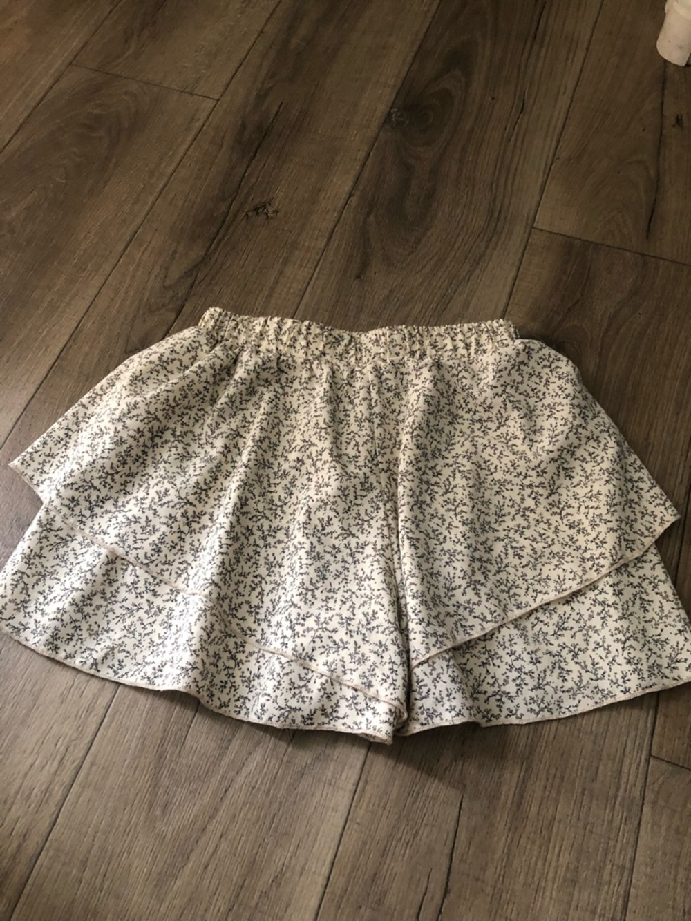 SHEIN Cream Shorts(skort)  with Black Floral Print